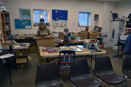 Alys organnizing upstairs books